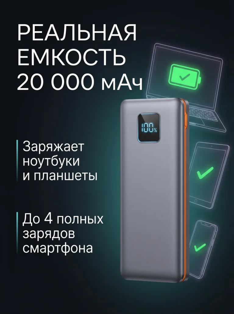 Карточка ItemCard: Powerbank с дисплеем, 20 000 мА·ч
