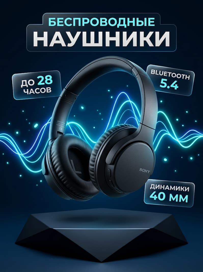 Готовая карточка наушников, созданная ИИ
